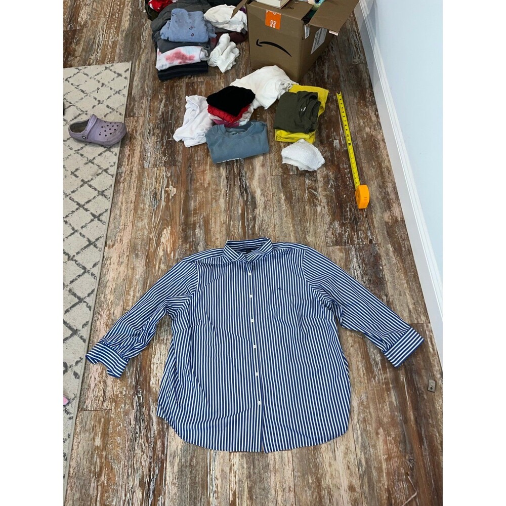 Women’s Ralph Lauren Blue & White Striped Button Up Shirt Size 2XL